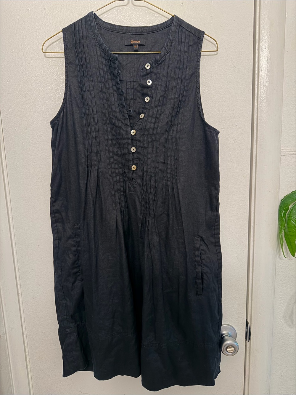Quince 100% Linen Sleeveless Shift Dress Black Medium - Picture 4 of 5